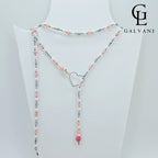 Collana Venere donna con calcedonia rosa ematite e perla in argento 925 Galvani vista frontale