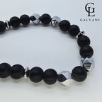 Dettaglio portacellulare bracciale Incudine con onice ed ematite in acciaio Galvani