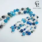 Dettaglio portacellulare bracciale Ala con agata blu howlite ed ematite Galvani