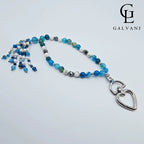 Portacellulare bracciale Ala con agata blu howlite ed ematite Galvani vista frontale