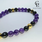 Dettaglio portacellulare bracciale Nebulosa con ematite e onice in acciaio Galvani