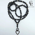 Tracolla portacellulare con perla nera sintetica Galvani accessorio elegante vista frontale